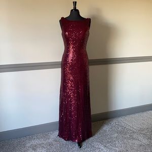 Claret/Burgundy/Wine Sequin Dress. Christina Wu Celebration Line.